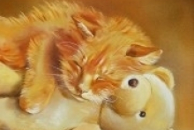 Мастер класс Сон Рыжего кота масло на холсте. Котики наше всё!:)