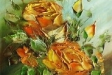 Мастер класс Оранжевые розы масло на холсте. Объёмная живопись