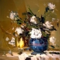 Мастер класс Белые розы масло на холсте. Копия картины Ливийского художника