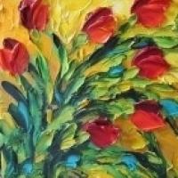 Мастер-класс Персидские тюльпаны рисуем маслом на холсте в технике импасто