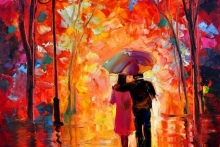 Мастер-класс по живописи маслом "Пара под зонтом"
